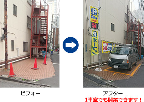 ビジネス街(極小遊休スペースの駐車場化)